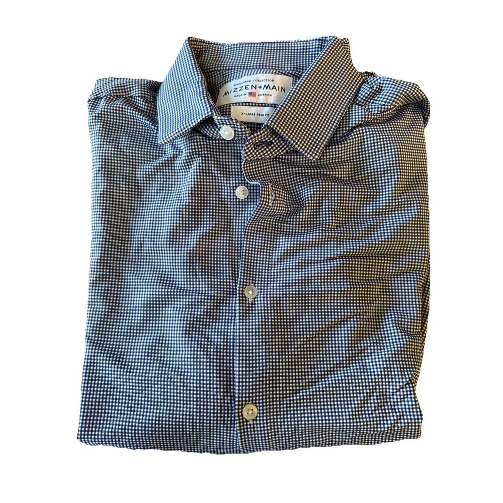 Mizzen+Main XL Spinnaker Collection Tall Trim Fit Button Up Shirt Blue Stretch